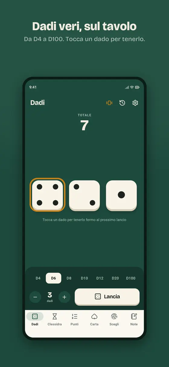 BoardMate: dadi da tavolo con il totale del lancio
