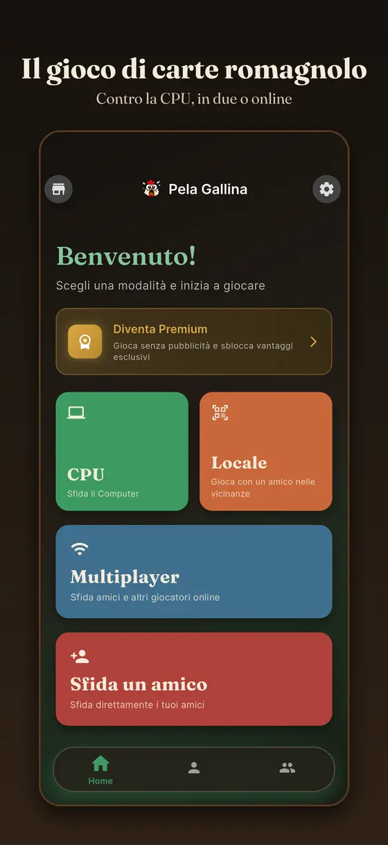 Pela Gallina: menu del gioco di carte romagnolo