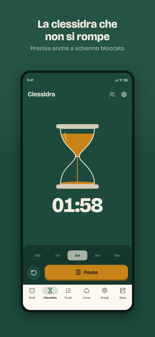 Clessidra animata con due minuti di tempo