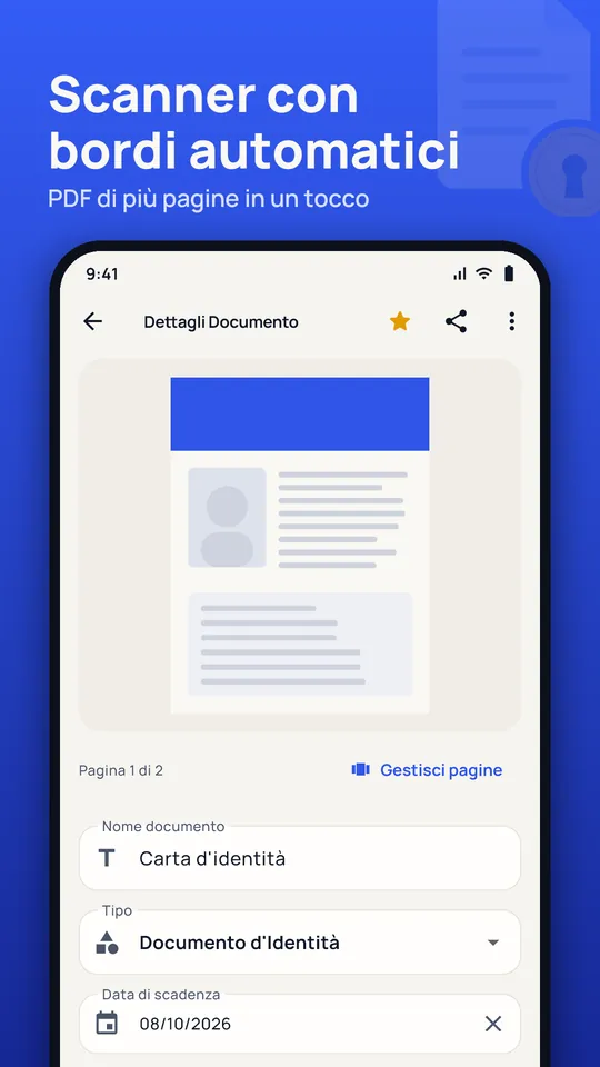 Dettaglio di una carta d'identità scansionata con tipo e data di scadenza