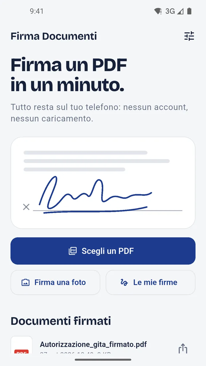 Home di Firma Documenti: Firma un PDF in un minuto, con i documenti firmati sotto