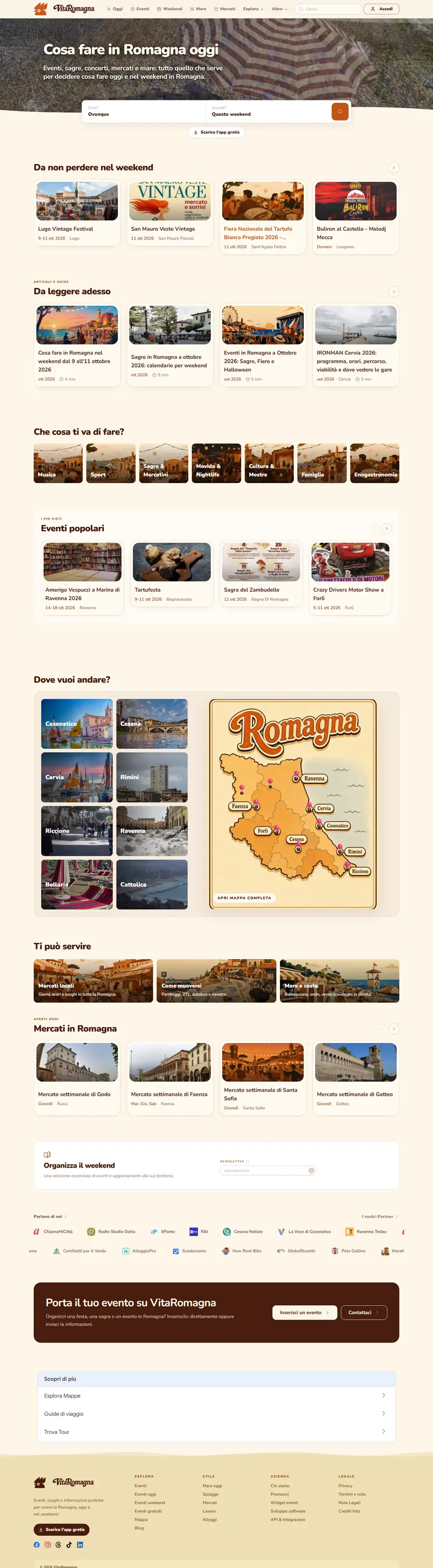 Pagina intera del sito Vita Romagna